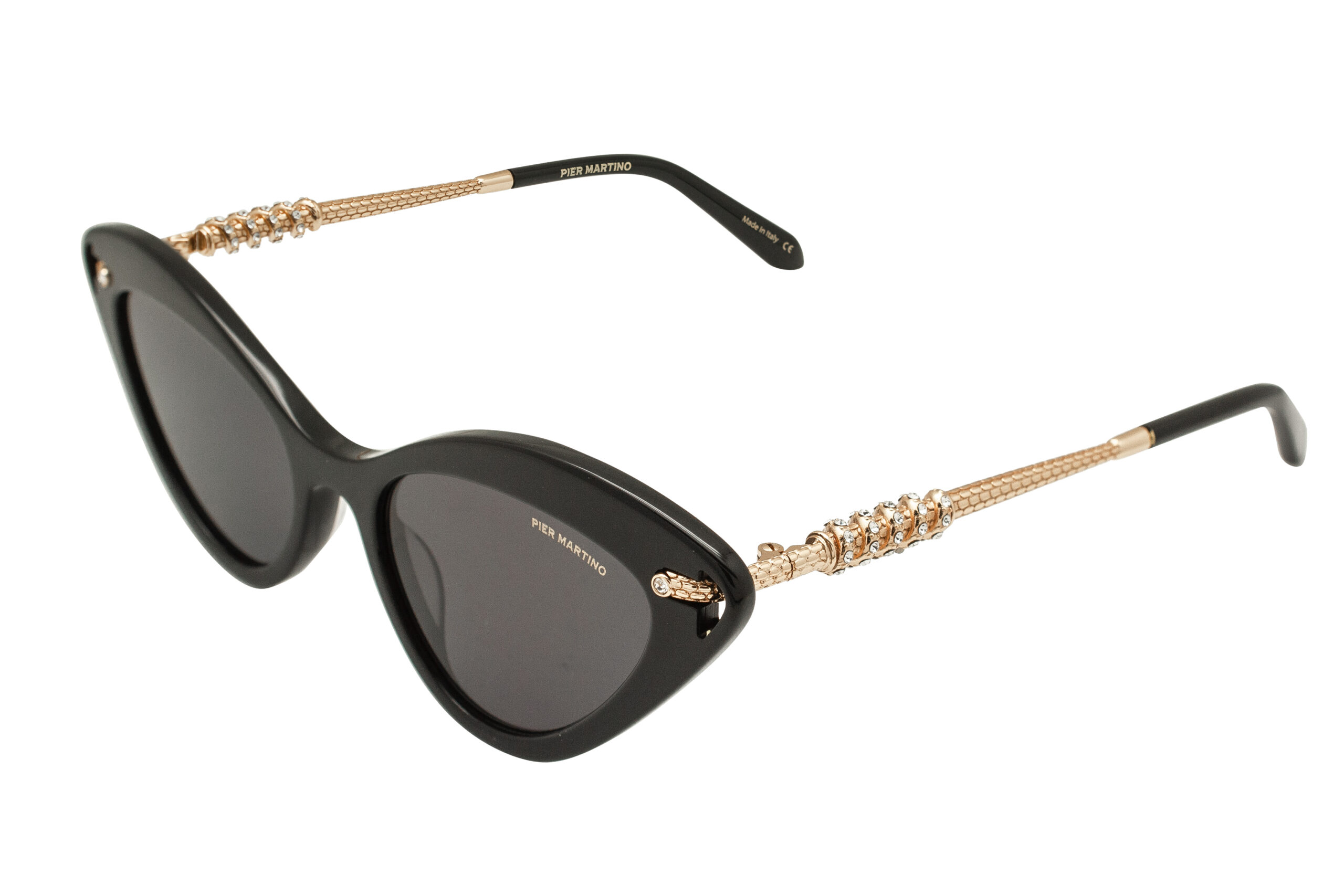 Pier Martino Italy Oversized Black Acetate +  Gold Metal Temples Sunglasses Woman Sunglasses 8483 | Pier Martino Eyeglasses main image 3